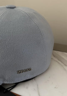 NWT ZEGNA Cashmere Baseball Hat LT Blue Size L Italy