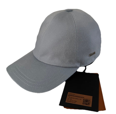 NWT ZEGNA Cashmere Baseball Hat LT Blue Size XL Italy