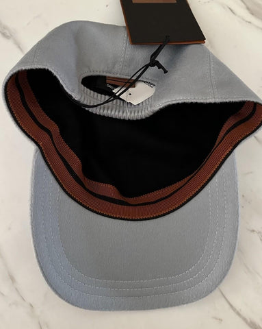 NWT ZEGNA Cashmere Baseball Hat LT Blue Size XL Italy