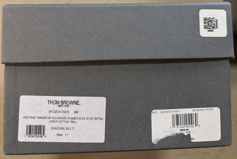 NIB Thom Browne Men Plaid Paisley Canvas Sneakers Blue/Green 11 US/44 EU