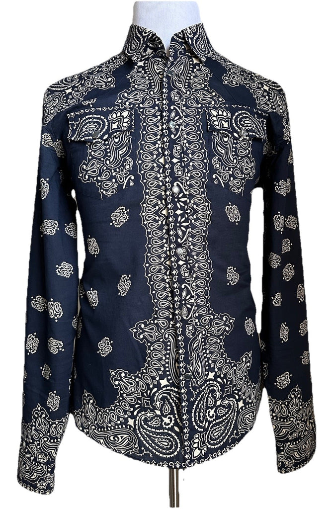 Gucci Men’s Western Iconic Slim Fit Shirt Blue 42/16.5 Italy
