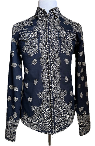 Gucci Men’s Western Iconic Slim Fit Shirt Blue 42/16.5 Italy