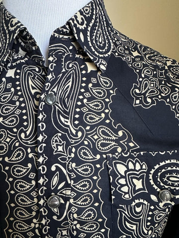 Gucci Men’s Western Iconic Slim Fit Shirt Blue 42/16.5 Italy