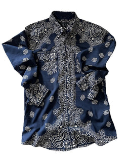 Gucci Men’s Western Iconic Slim Fit Shirt Blue 42/16.5 Italy