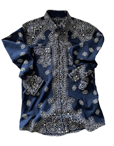 Gucci Men’s Western Iconic Slim Fit Shirt Blue 42/16.5 Italy