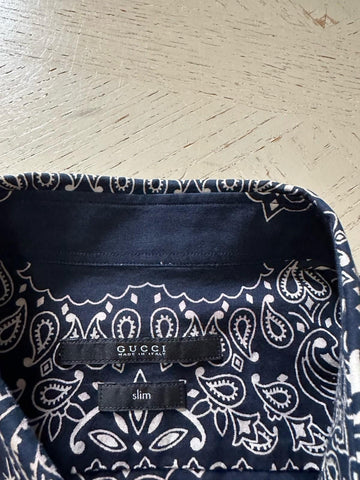 Gucci Men’s Western Iconic Slim Fit Shirt Blue 42/16.5 Italy