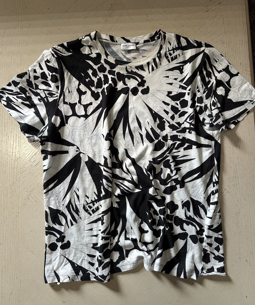 Saint Laurent Men’s Short Sleeve T Shirt Black/White Size S Italy