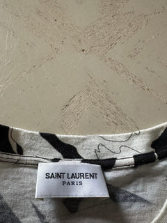 Saint Laurent Men’s Short Sleeve T Shirt Black/White Size S Italy