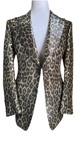 NWT $5550 TOM FORD Men Sport Coat Jacket Blazer Leopard Brown 42 US/52 E