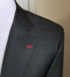 $6195 ISAIA Men’s Soft Wool Suit dark charcoal Gray/Blue 42R US/52R Eu Italy
