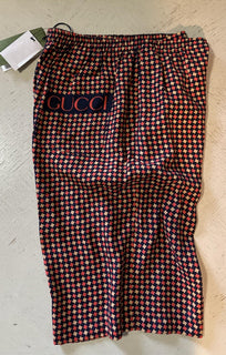 NWT $1280 Gucci Men Drawstring Gucci Print Short Pants Blue/Red/Mul 30 US/46 Eu