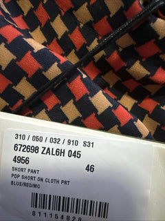 NWT $1280 Gucci Men Drawstring Gucci Print Short Pants Blue/Red/Mul 30 US/46 Eu