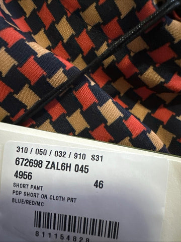 NWT $1280 Gucci Men Drawstring Gucci Print Short Pants Blue/Red/Mul 30 US/46 Eu
