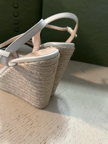 Gucci Women’s Leather Sandal Shoes Mystic White 11.5 US/41.5 Eu New 646386