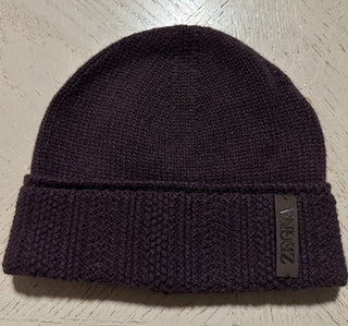 Zegna Mens Cashmere Beanie Hat Medium Purple Size One Size Italy