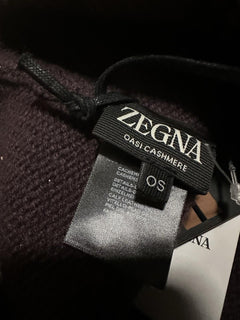 Zegna Mens Cashmere Beanie Hat Medium Purple Size One Size Italy