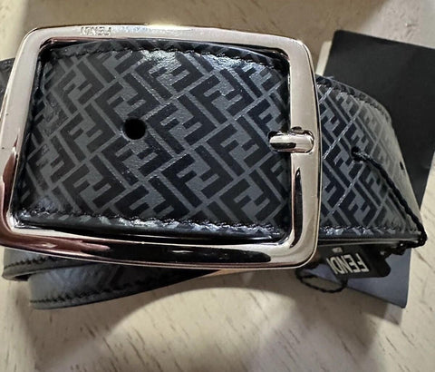 New $590 Fendi Men FF Logo Leather Belt Gray/Black 90/36
