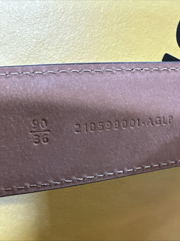 New $590 Fendi Men FF Logo Leather Belt Gray/Black 90/36