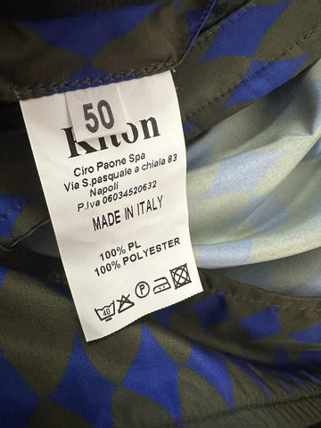 NWT  Kiton Men Diamond-Print Windbreaker Track Jacket BLUE OLIVE 50/S