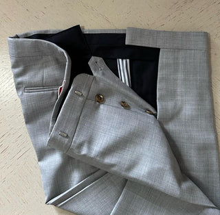 New $3680 THOM BROWNE Men Notch Lapel Wool Suit LT Gray Size 3/52 Eu/42 US Italy