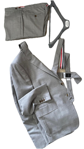 New $3680 THOM BROWNE Men Notch Lapel Wool Suit LT Gray Size 3/52 Eu/42 US Italy