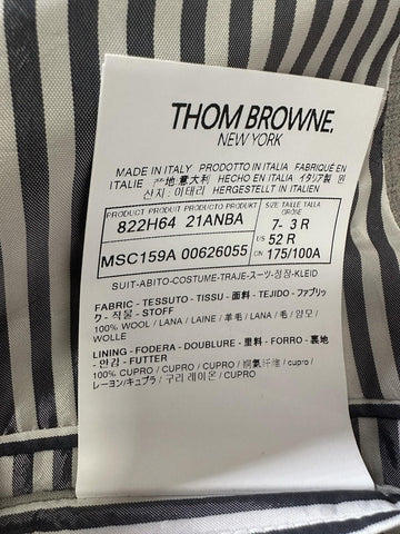 New $3680 THOM BROWNE Men Notch Lapel Wool Suit LT Gray Size 3/52 Eu/42 US Italy