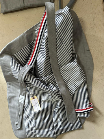 New $3680 THOM BROWNE Men Notch Lapel Wool Suit LT Gray Size 3/52 Eu/42 US Italy