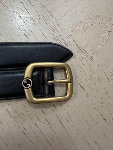 New Gucci Men Leather belt GG Buckle Black 120/48 768409