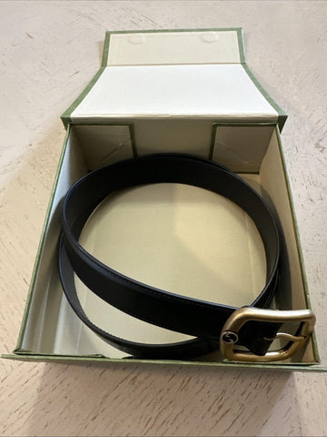 New Gucci Men Leather belt GG Buckle Black 120/48 768409