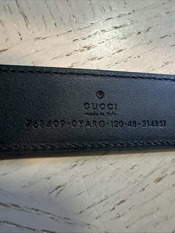 New Gucci Men Leather belt GG Buckle Black 120/48 768409