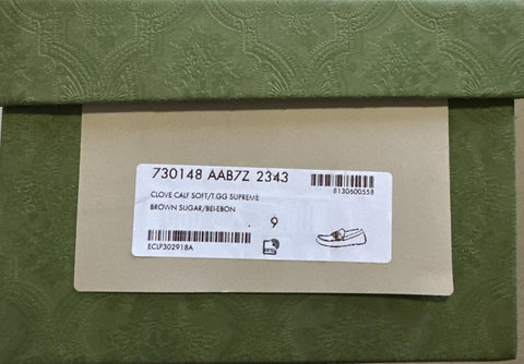 Gucci Men Leather GG Driver Loafers Shoes Brown 10 US/9 UK 730148 New