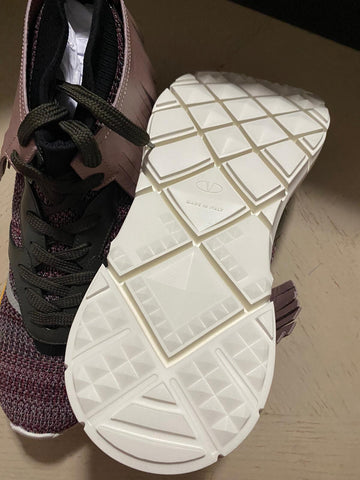 NIB $945 Valentino Garavani Colorblock&Leather Sneakers Lipstick 8 US/41 E Italy