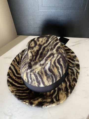 NWT Saint Laurent Womens Fedora Hat Beige/Black Size S Italy