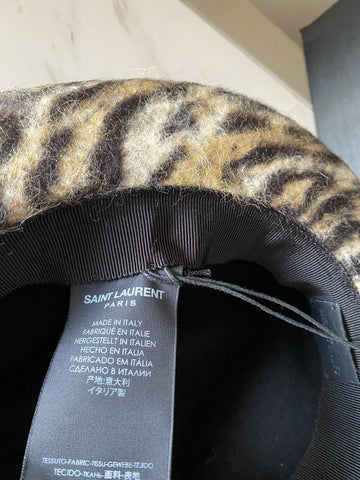 NWT Saint Laurent Womens Fedora Hat Beige/Black Size S Italy