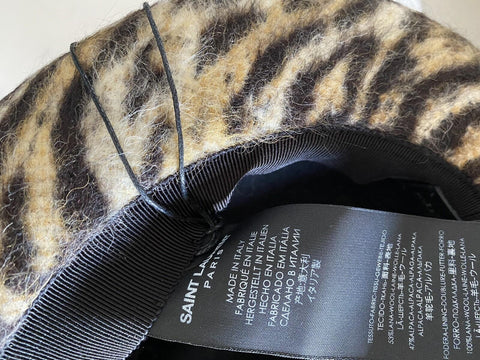 NWT Saint Laurent Womens Fedora Hat Beige/Black Size S Italy