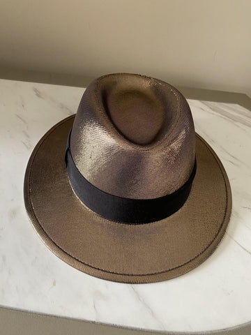 NWT $895 Saint Laurent Men Lane Felt Fedora Hat Gold Size M Italy
