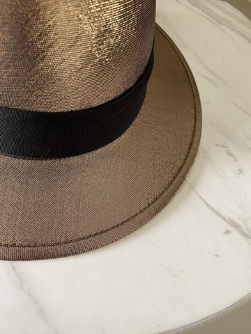 NWT $895 Saint Laurent Men Lane Felt Fedora Hat Gold Size M Italy
