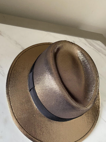 NWT $895 Saint Laurent Men Lane Felt Fedora Hat Gold Size M Italy