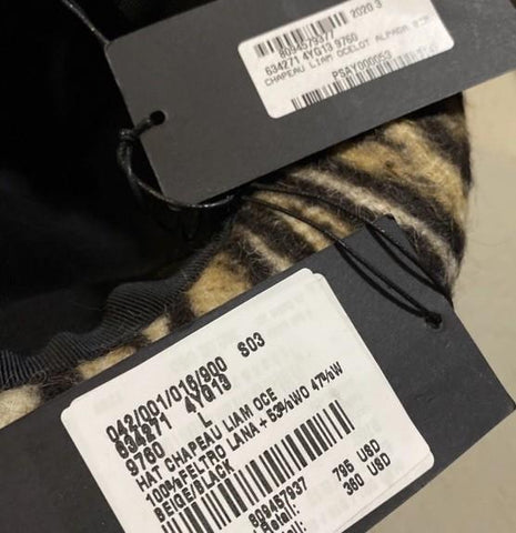 NWT $795 Saint Laurent Womens Fedora Hat Beige/Black Size L Italy