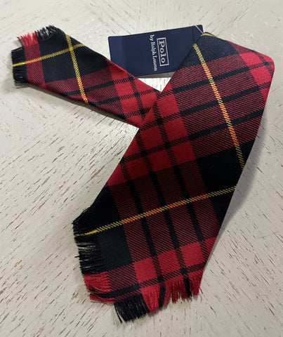 New Polo Ralph Lauren Mens Fringe-Trim Tartan Wool Tie Red Italy