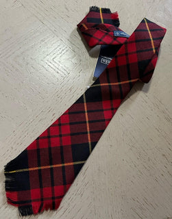 New Polo Ralph Lauren Mens Fringe-Trim Tartan Wool Tie Red Italy