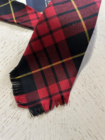 New Polo Ralph Lauren Mens Fringe-Trim Tartan Wool Tie Red Italy