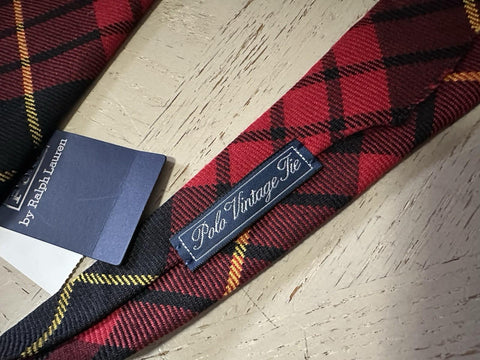 New Polo Ralph Lauren Mens Fringe-Trim Tartan Wool Tie Red Italy