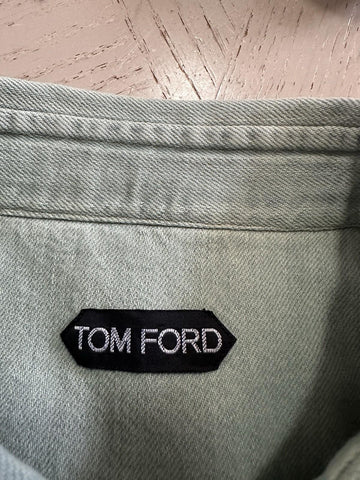 New $940 TOM FORD Men Western Denim Shirt Green /Blue Size 41/16 Italy