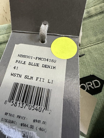 New $940 TOM FORD Men Western Denim Shirt Green /Blue Size 41/16 Italy