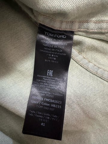 New $940 TOM FORD Men Western Denim Shirt Green /Blue Size 41/16 Italy