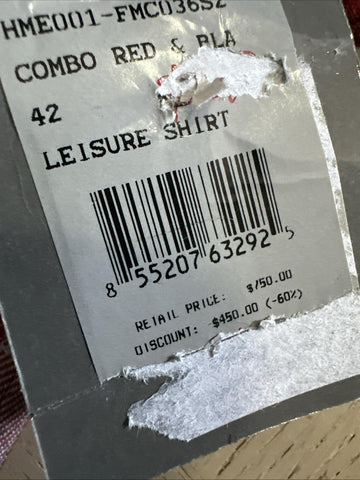 New $750 TOM FORD Men Shirt Red/Black Size 42/16.5 Italy