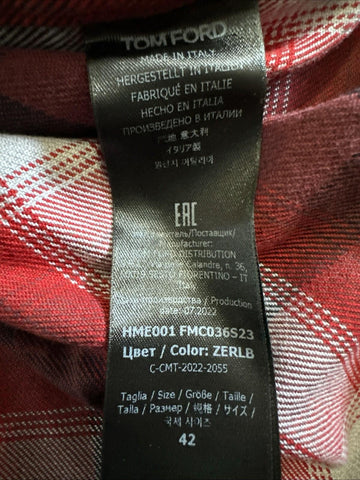 New $750 TOM FORD Men Shirt Red/Black Size 42/16.5 Italy