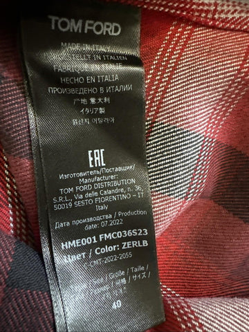 New $750 TOM FORD Men Shirt Red/Black Size 40/15 3/4 Italy