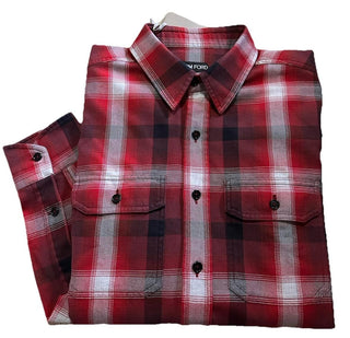 New $750 TOM FORD Men Shirt Red/Black Size 40/15 3/4 Italy
